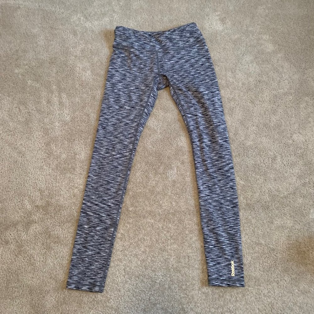 Reebok Black and White Striped Leggings Size XS